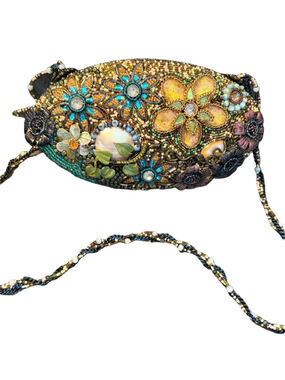 Mary Frances Vintage Beaded Floral Crossbody Bag 3D Embellished